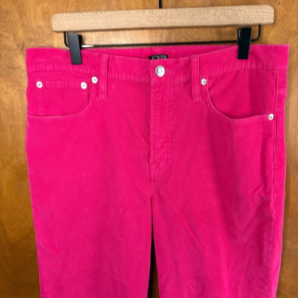 J. Crew Hot Pink High Rise Corduroy Straight Leg Pants 31 Preppy Retro 70s Artsy - Picture 3 of 12